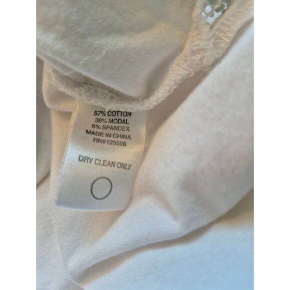 ELLEN TRACY Sz  L white cotton blend T-shirt Bling  silver sequined stripes - Picture 5 of 5